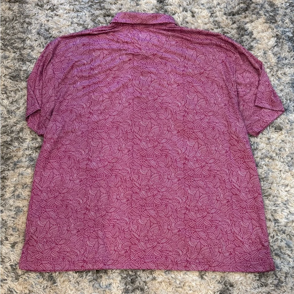 Callaway Golf Polo Shirt Mens 3XL PURPLE ORCHID TROPICAL Opti Dri Stretch Palm - Picture 9 of 9